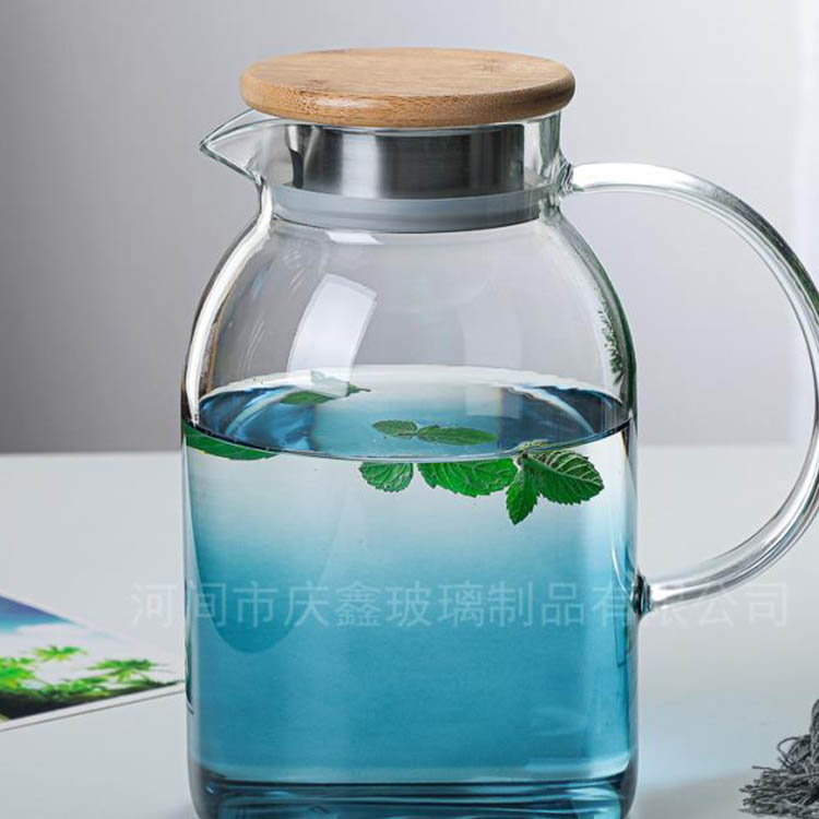 供应 透明玻璃花茶壶 高硼硅玻璃冷水壶 透明凉水壶 可订购