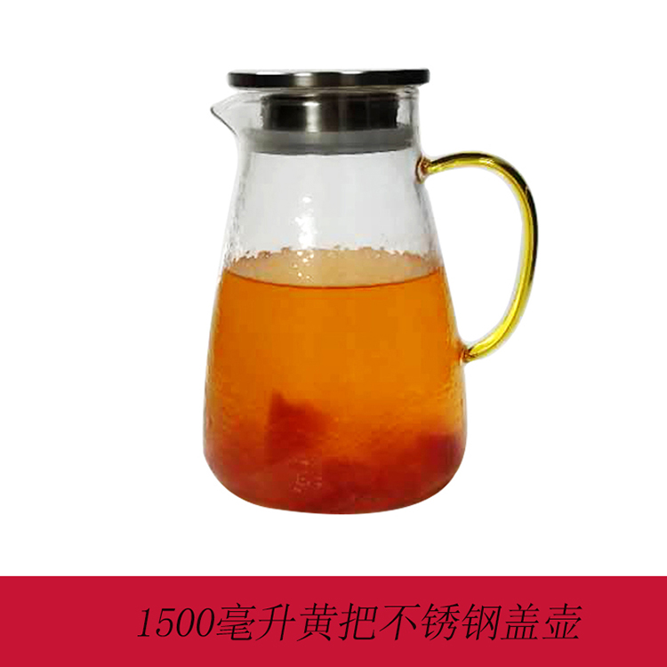 高硼硅耐热玻璃冷水壶 锤纹米粒玻璃凉水壶套装 家用防爆玻璃茶壶
