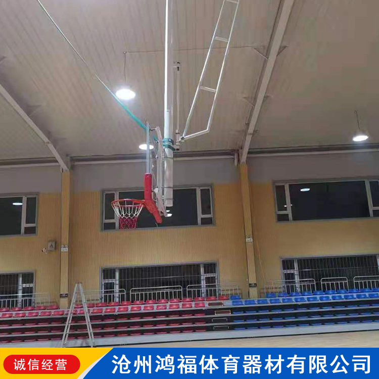 壁挂左右折叠篮球架 电动遥控折叠升降吊挂式篮球架 鸿福 悬空折叠篮球架 鸿福体育