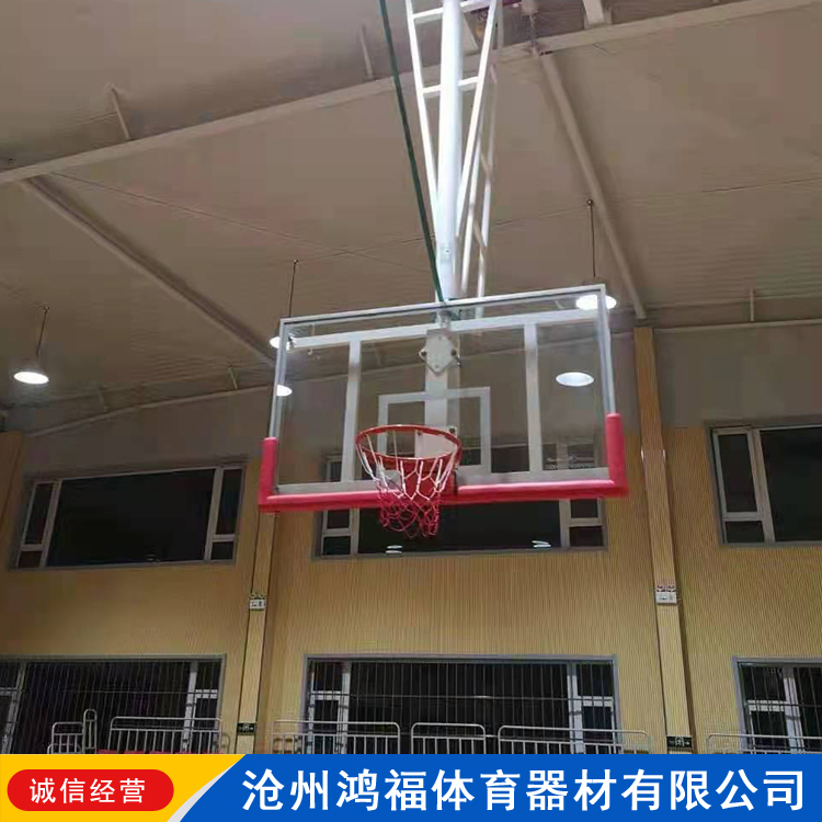 吊顶式折叠升降电动液压篮球 电动遥控折叠升降吊挂式篮球架 鸿福 电动升降篮球架 生产销售