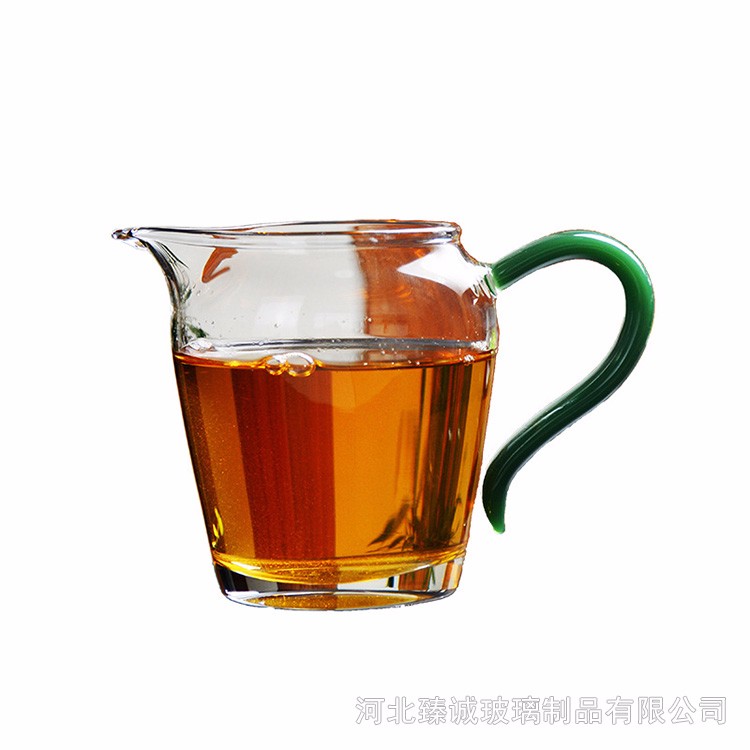 厂家直销 加厚玻璃公道杯 高硼硅耐高温彩把玲珑公杯 茶海茶道分茶器